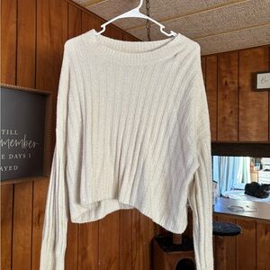 American Eagle Outfitters Cream Ribbed Sweater
